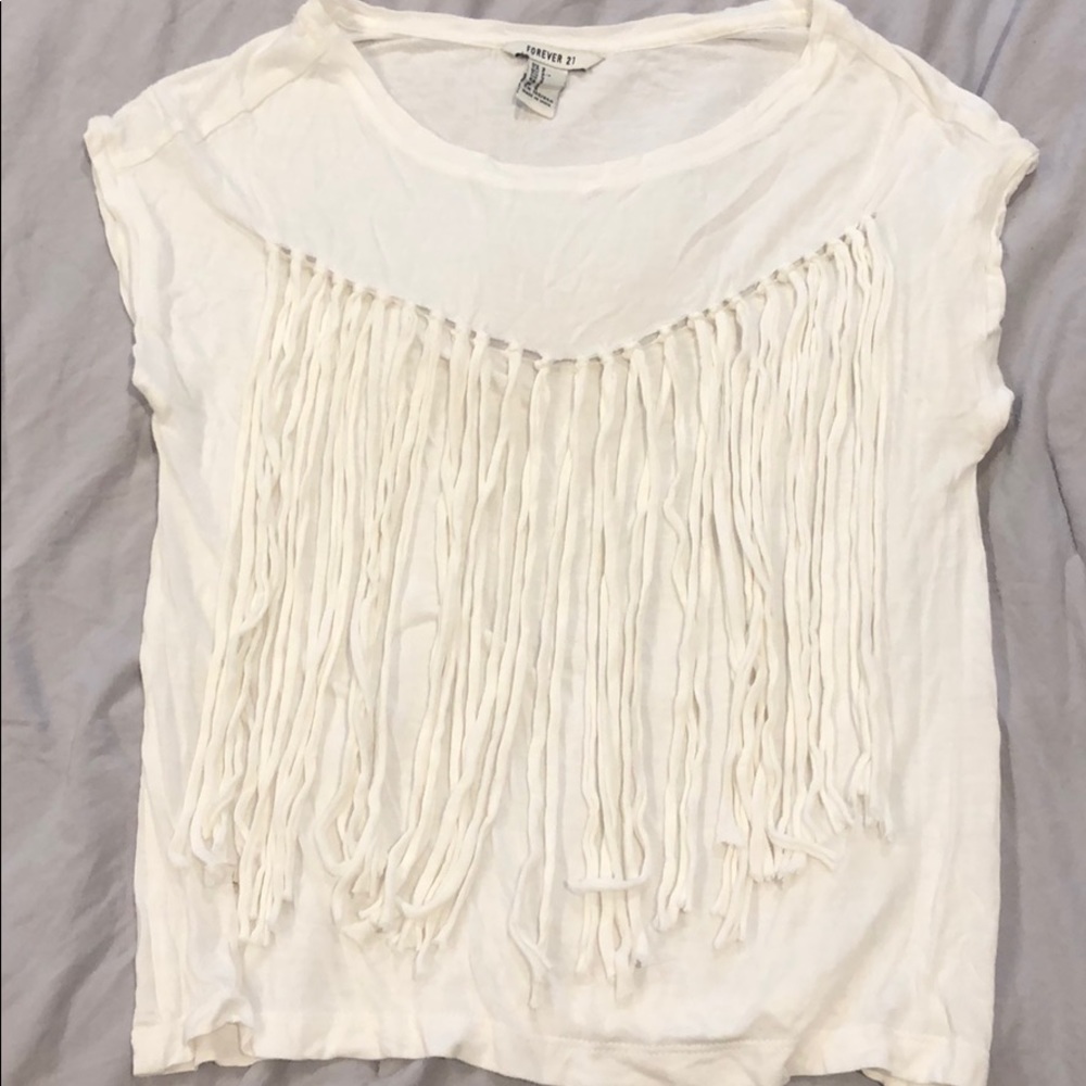 Forever 21 white fringe shirt